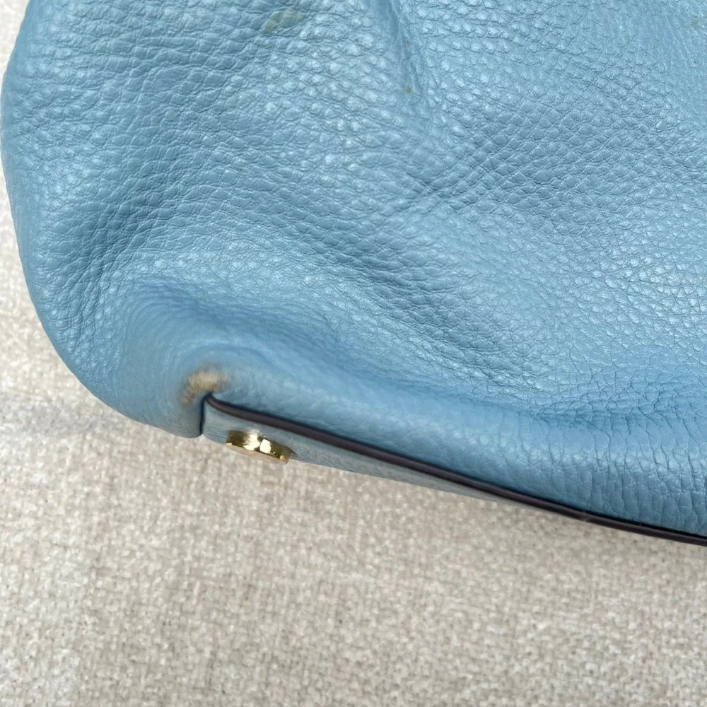 Michael Kors Raven Light Blue Pebbled Leather Shoulder Bag 30T8TRXE3L